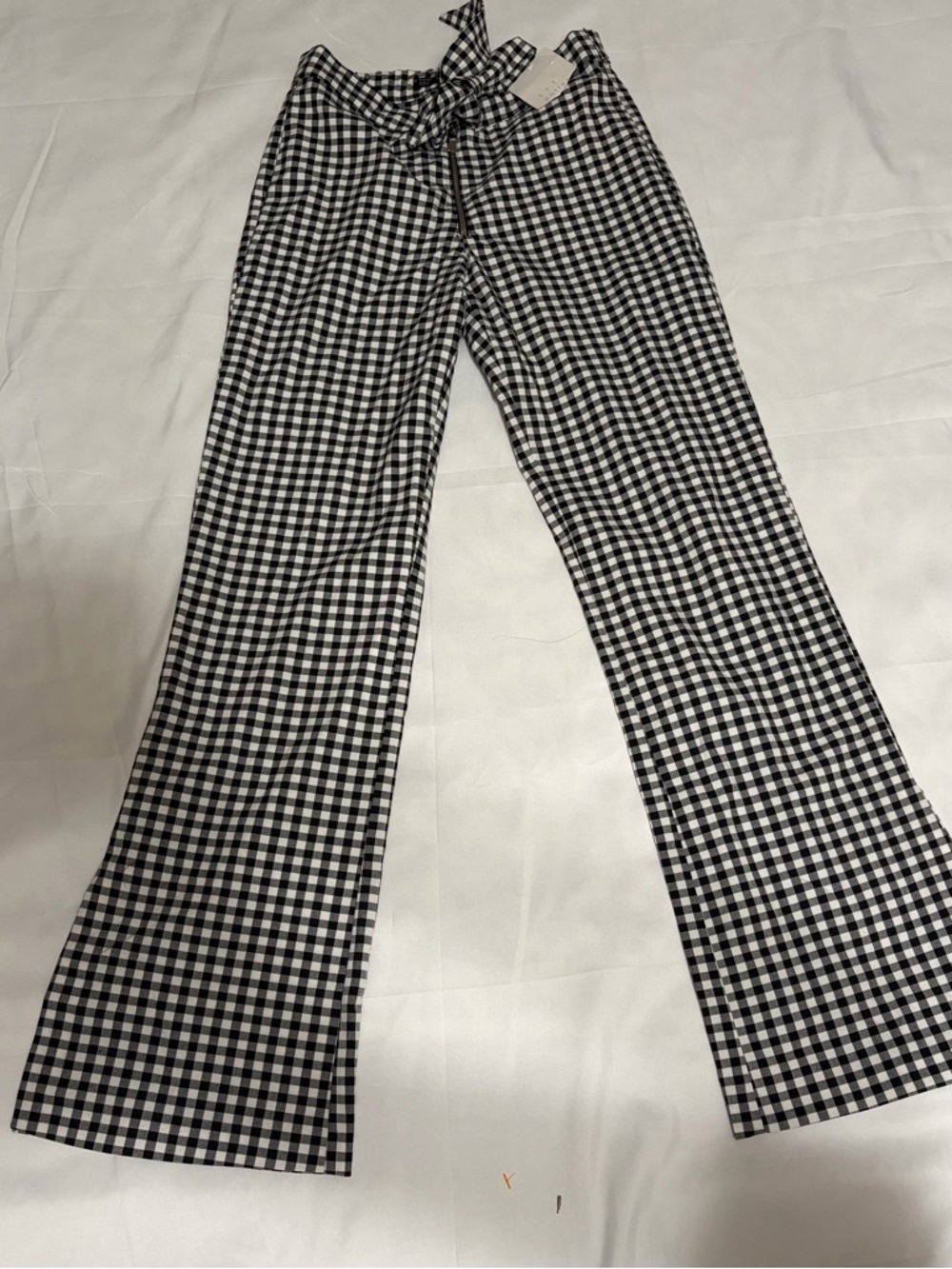 Zara Black and White Gingham Wide Leg Pants